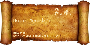 Heinz Agenór névjegykártya